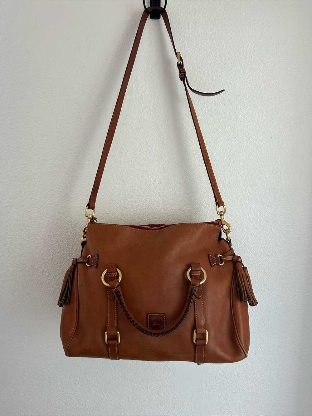 Dooney & Bourke Leather Florentine Large Satchel with Tassel Accents - Picture 3 of 15